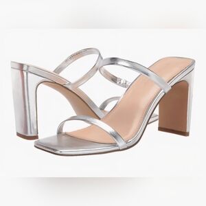 The Drop Women's Avery Square Toe Two Strap High Heeled Sandal #781